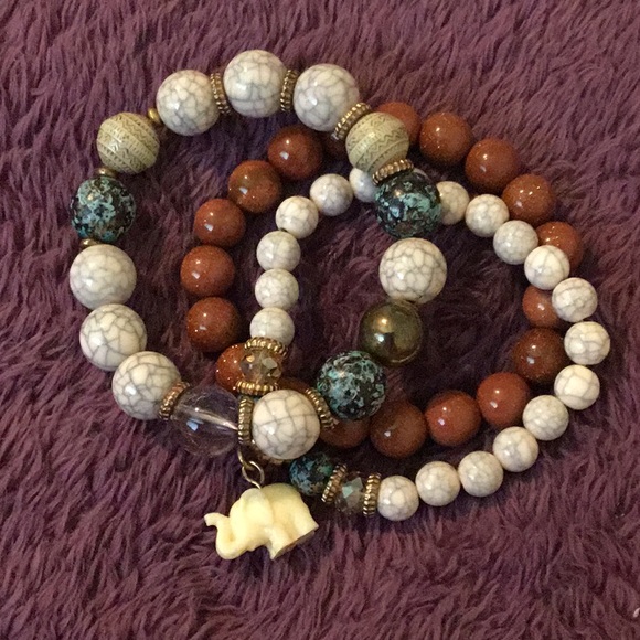 New Boho Bead Bracelet- Set Of 3 - Picture 2 of 11